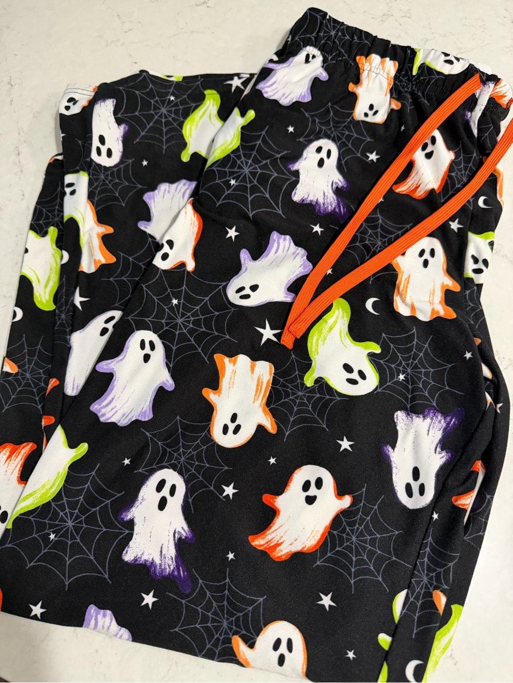 Womens Black Halloween Ghost Lounge Pants M